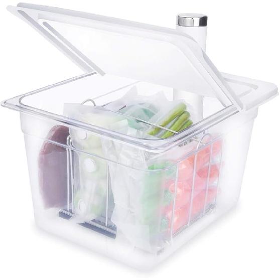 EVERIE Sous Vide Container 12 Quart with Hinge Lid and Sous Vide Rack Compatible with Breville Joule