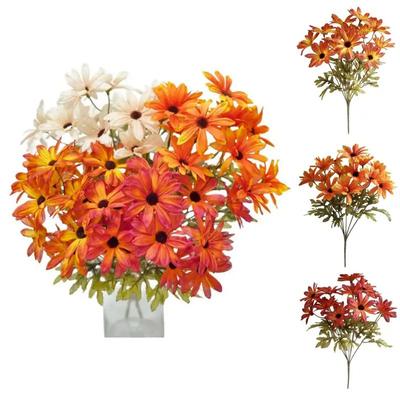 1/4 Bukett Falska Tusenskönor Buketter Festlig Dekoration Silkeslen Krysantemum Realistisk Känsla Konstgjorda Blommor 14 Blommor Höstcenterpieces