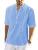 2023 Men's Mid-Sleeve Casual Linen Shirt: Comfortable European & American Style