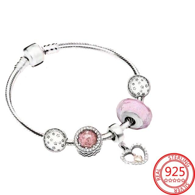 

Real Sterlig Color Pink Heart Dangle 3Mm Wrist Bracelet Diy Jewelry Making For Women Present GiftTrendy Dangle 19cm розовый