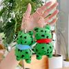 Plush Cartoon Frog Keychain Blue Red Scarf Stuffed Frog Car Key Ring Backpack School Bag Charm Purse Pendant Hanging Decoration Ornament