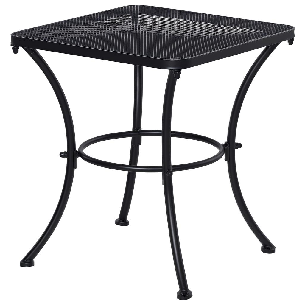 Náměstí zahradní stůl 45 cm. Venkovní kovový bistro stolek s pletenou deskou. Černá