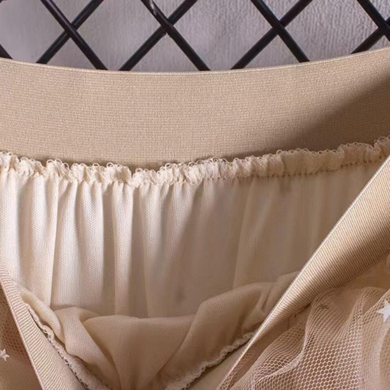 Fusta tutu din plasă cu paiete, cu talie elastică strălucitoare, din tul lung, fustă în formă de A