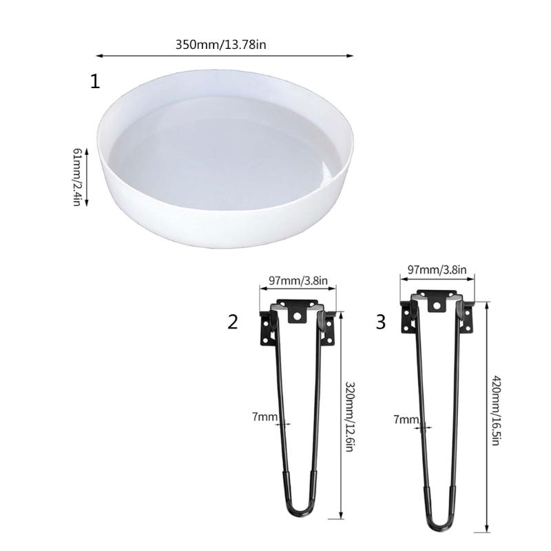 Große Harz Tischform Rund Charcuterie Board Tablett Harzform Klapptischbein Runder Schreibtisch Silikonformen DIY Dekore
