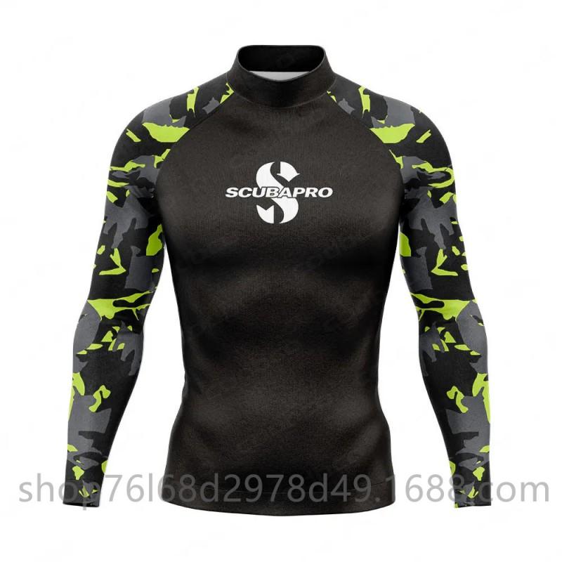 Mens UV Protection Rash Guard Long Sleeve Swim Shirt Snorkeling Diving Surfing Water Sports Quick Dry