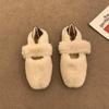 Mode Winter Pelz Ballerinas Damen Warme Plüsch Mary Janes Freizeitschuhe Outdoor Schuhe mit runder Spitze