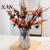 Pumpkin Vase Centerpiece Artificial Stems, Halloween Black Branch with Maple Leaves, Fake Decor Gothic Floral Arrangement for Vase, Indoor Table
