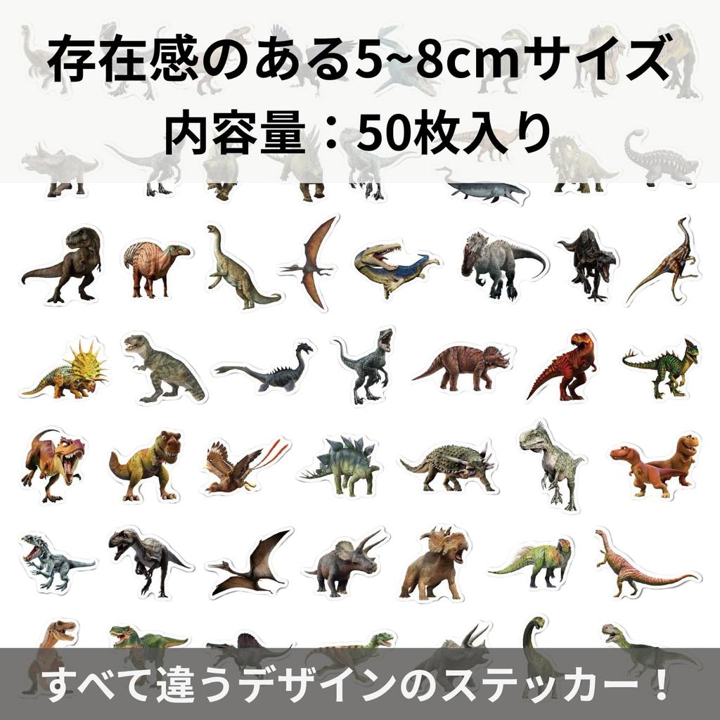 AquaLoach Dinosaur Sticker Set 50 Waterproof PVC Decals T-Rex Triceratops Pteranodon Designs