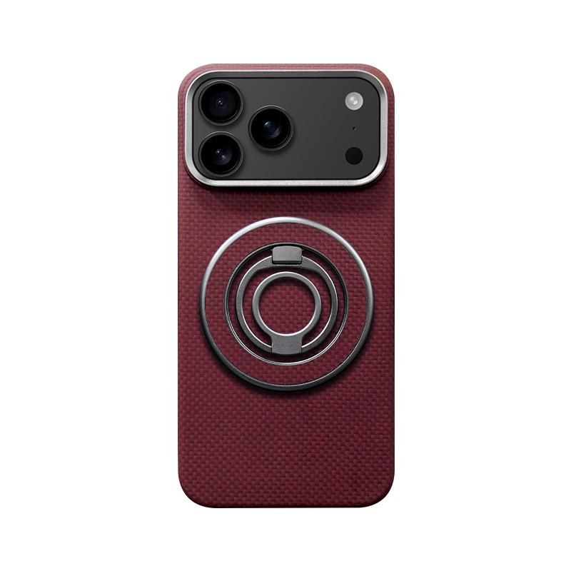 True Aramid Carbon Fiber Pattern Business Phone Case For IPhone 17 Pro Max Air Enhanced For MagSafe Ring Holder Protective Cover