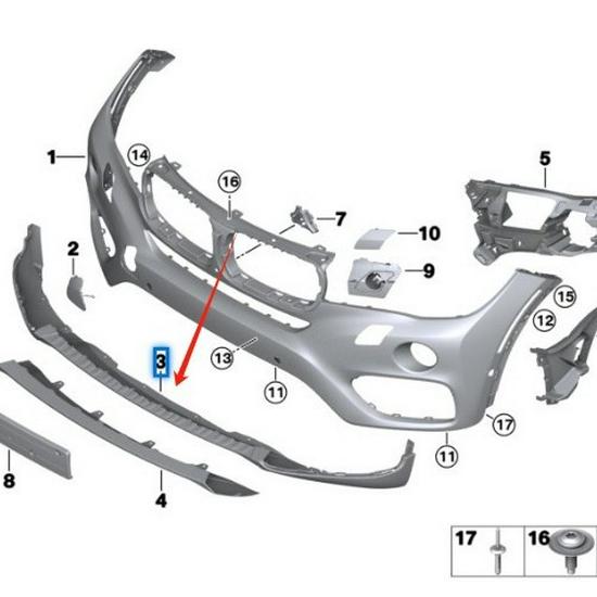 BMW X6 F16 Front Bumper Lip 51117319796