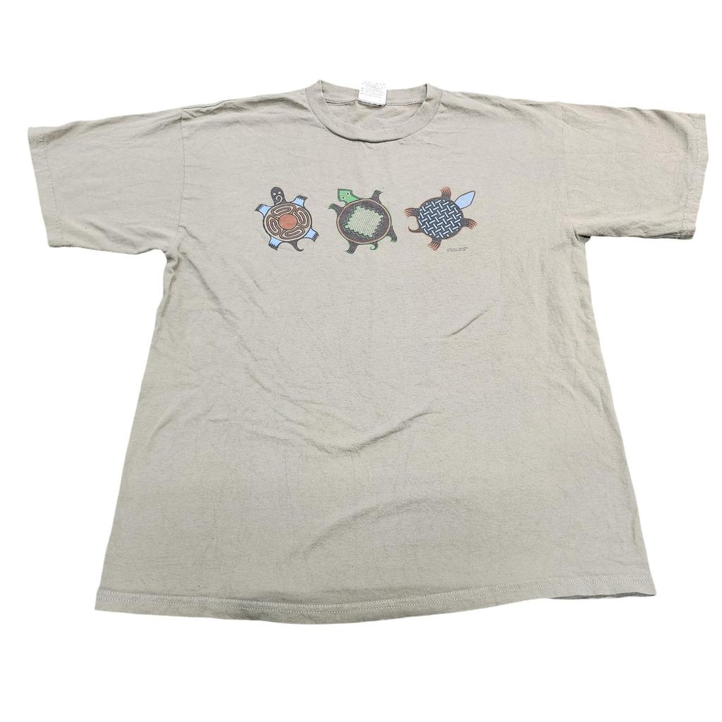Tultex Shirt Mens XL Beige Turtle Graphic Tee Preshrunk Cotton Casual Top Unisex T-Shirt