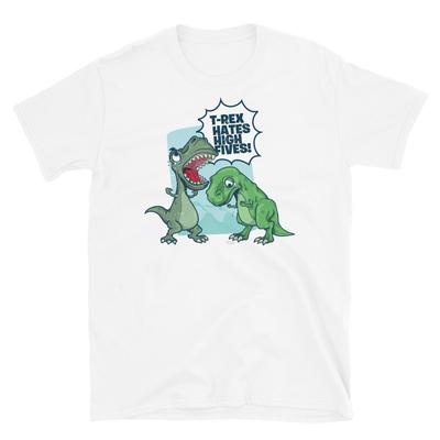 Dinosaurier Tyrannosaurus T-Rex Hasst High Fives Kurzarm Unisex T-Shirt