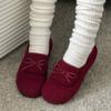 Bow Flats Women Loafers Shoes Suede Casual Designer Winter Shoes 2025 Trend New Brand Walking Cozy Non-slip Chaussures Femme