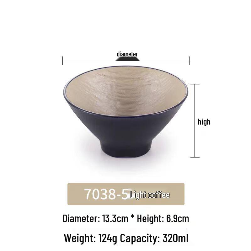 Melamine Japanese Conical Hat Bowl - Large Plastic Soup, Rice, and Noodle Bowl