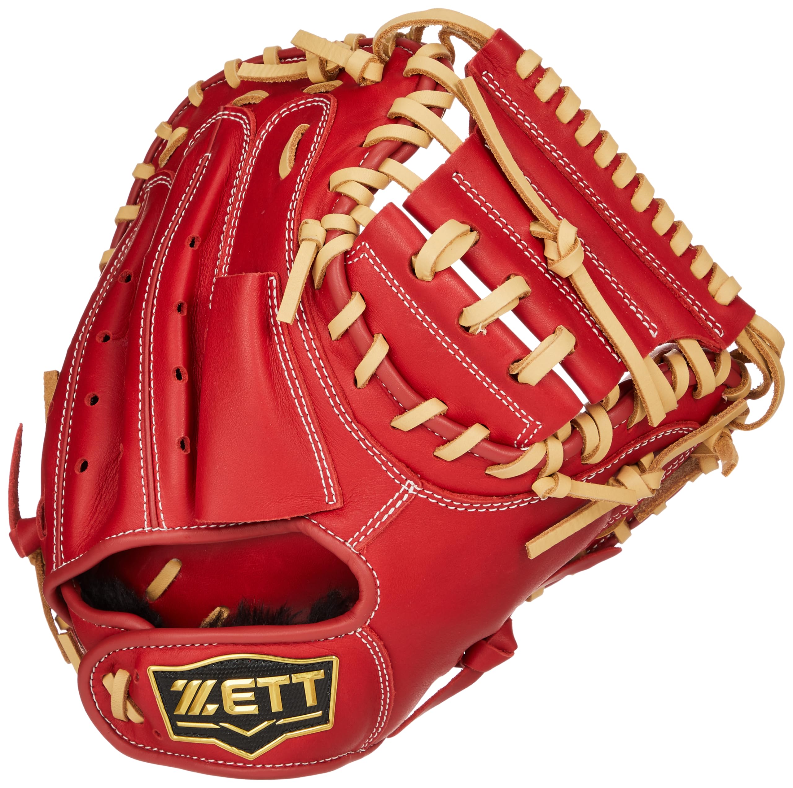 

ZETT Grand Hero Youth Softball Catcher s Mitt BJCB76412 Right-Hand Throw Red Pastel Brown