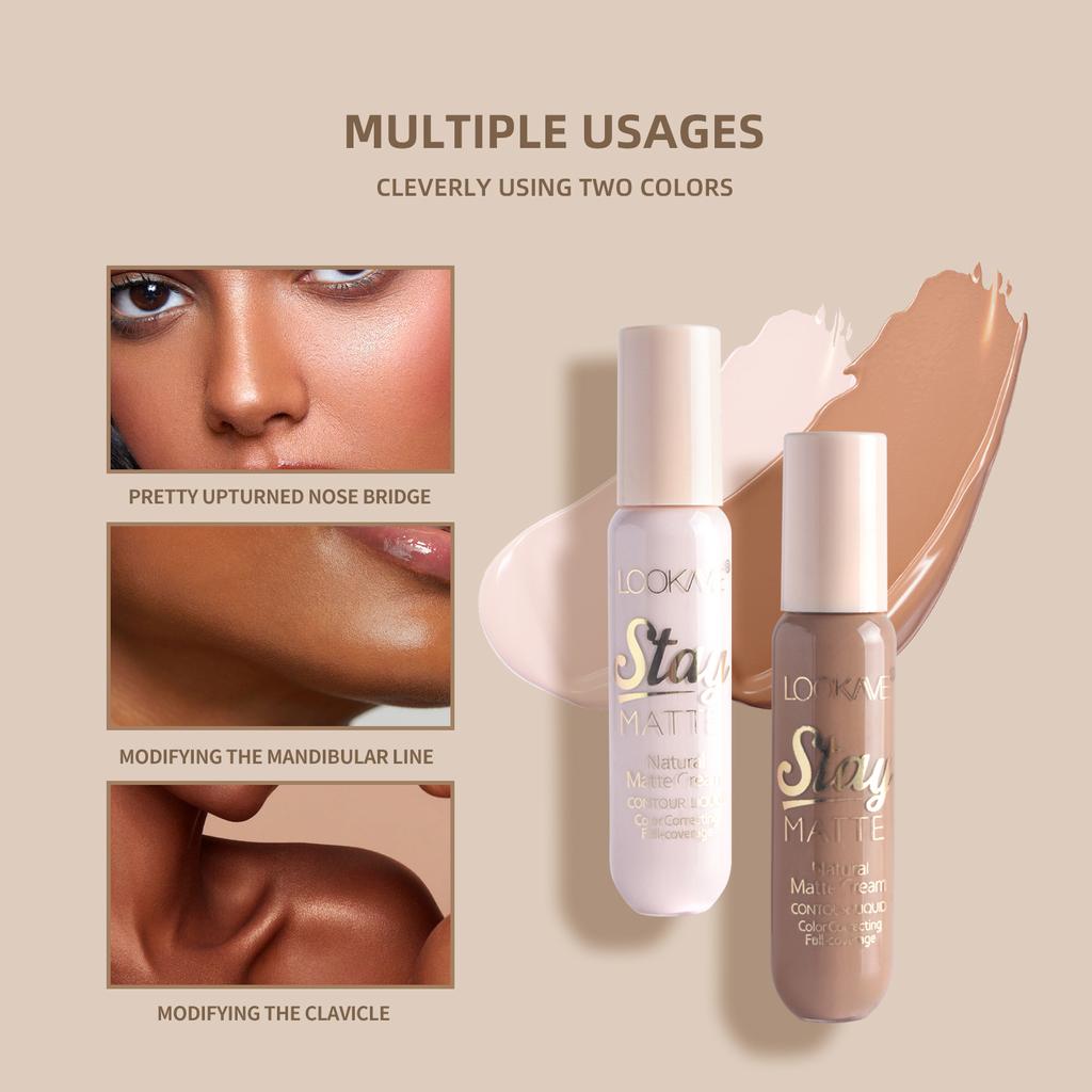 2pcs Set Acne Marks Concealer Cover Up Spots Face Brighten Contour Shadow Makeup Liquid Concealer