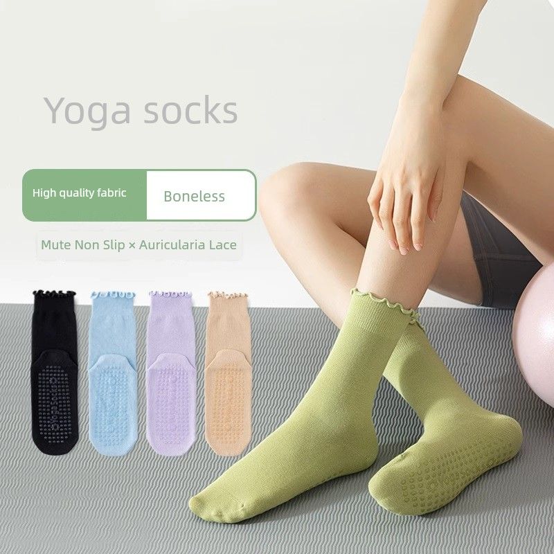 

Yoga Socks Women s Spring and Summer Curling Tube Socks Wooden Ear Non-Slip Fitness Boneless Stockings Pilates Stink Prevention Hosiery White + Pink + Khaki