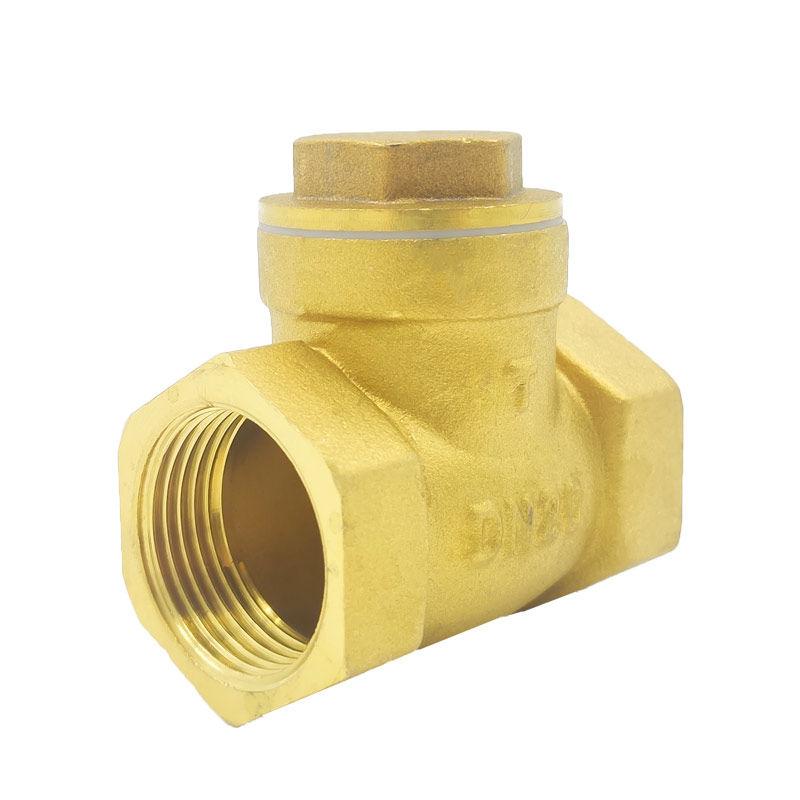 Horizontal Copper Check Valve with Female Thread Yellow Color for Water Use in Water Meter and Pipe DN15-DN50 Sizes Model H14