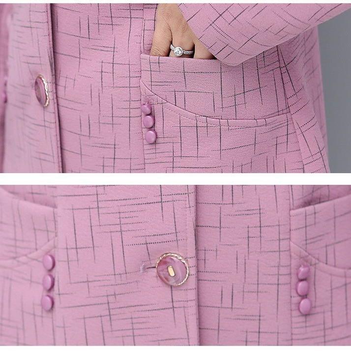 New Women Printed Suit Jacket Spring Autumn Office Outerwear Female Casual Blazer Professional Women's Clothing Light Purple 5XL