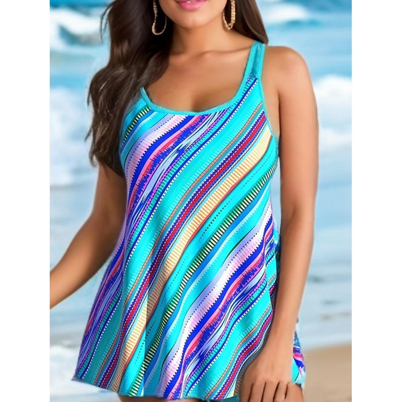 2023 Multicolor Printed Conservative Boyleg Plus Size Swimwear for Women