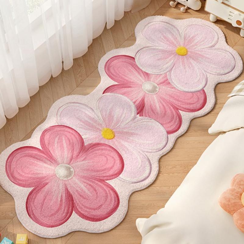 Fresh and Unique Flower Pattern Carpet Soft and Comfortable Bedroom Side Rug Balcony Anti-slip Floor Mat Home Decoration