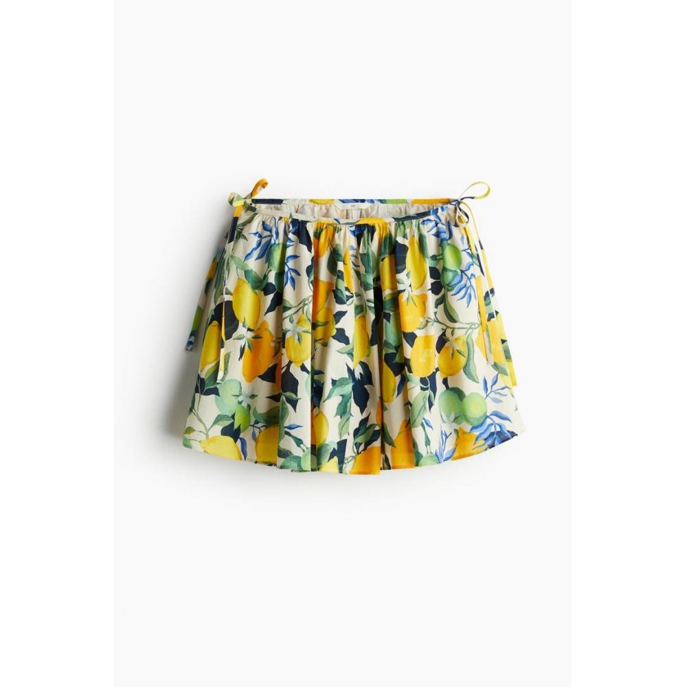 

Мини-расклешенная юбка HM кремово-лимонного цвета