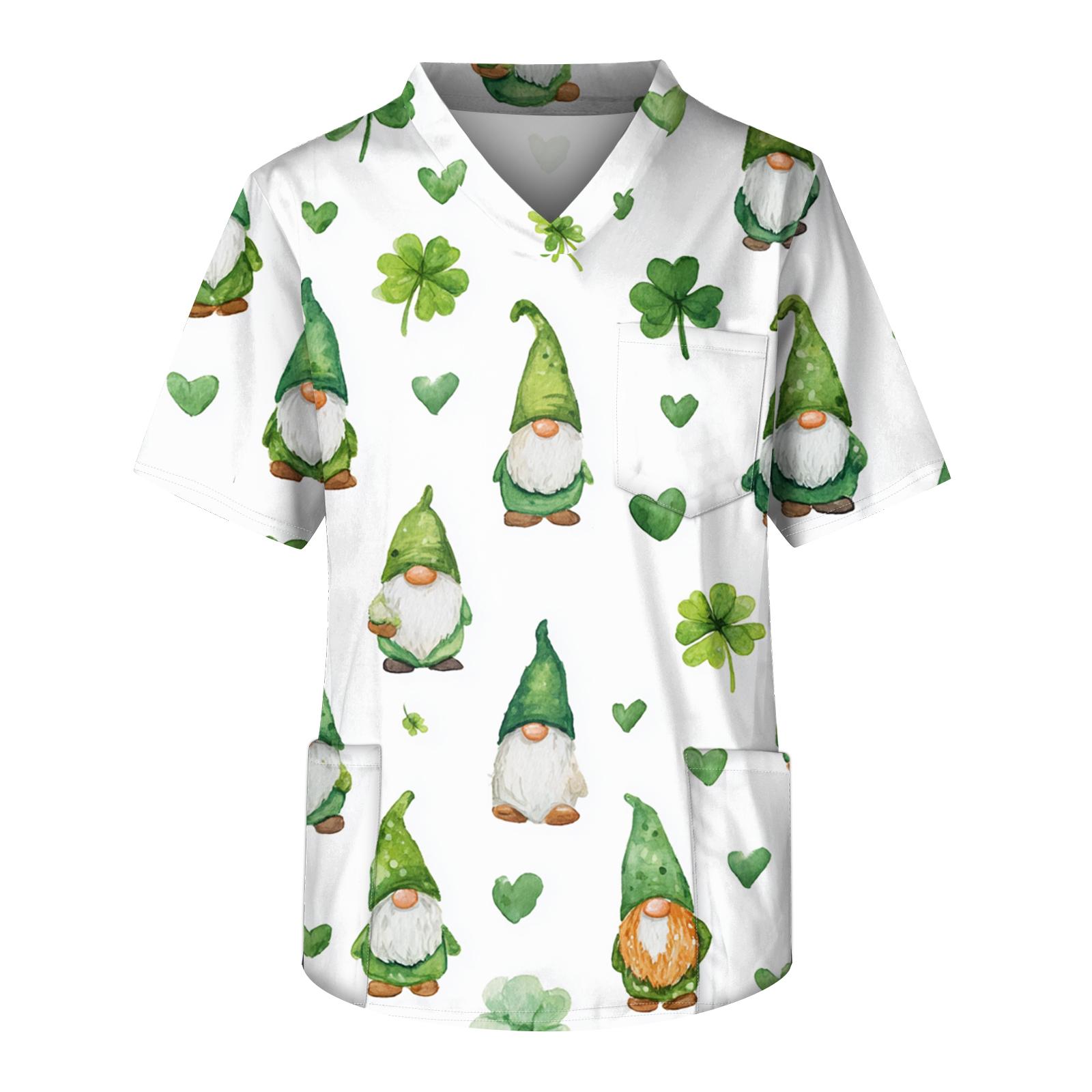 

Мужская рабочая блузка с короткими рукавами и v-образным вырезом с принтом, топ с нагрудным карманом XL белый