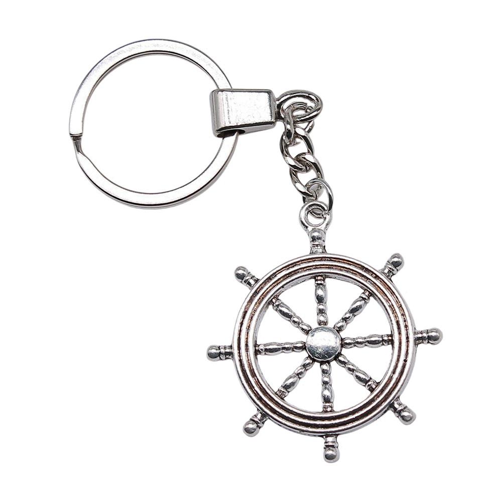 Ornate Gear Keychain Antique Style Punk Pendant Key Holder 30mm Ring