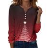 Maglietta da Donna T-Shirt Stampa Natalizia Bottoni Manica Lunga Quotidiano Weekend Moda Basic Scollo a V Regolare Top