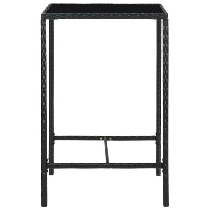 VidaXL Table de bar de jardin Noir 70x70x110cm Résine tressée et verre