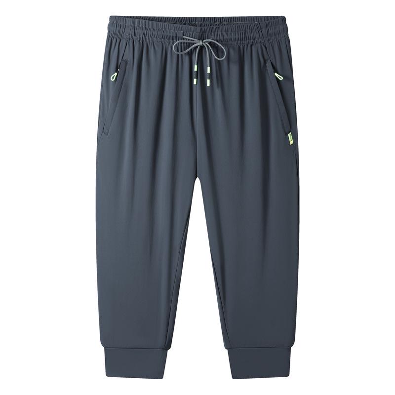 Men's Plus Size Quick-Dry Summer Silk Capris - Breathable, Fashionable, Loose-Fit Shorts