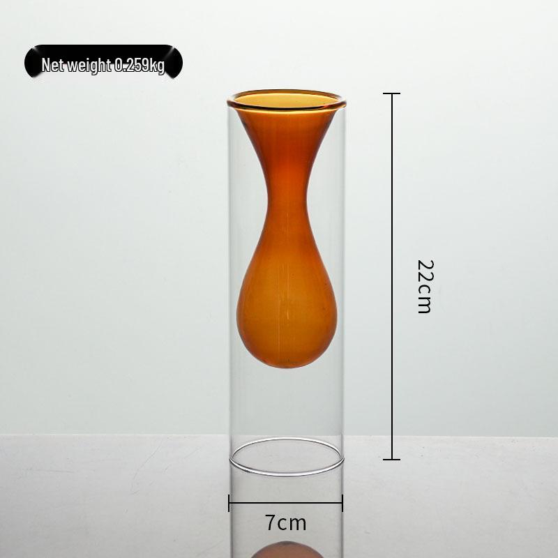 European Glass Rattan Aroma Vase - Double Layer, Colored Glass, Flameless Hydroponic for Living Room
