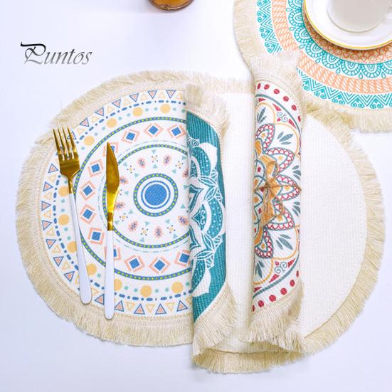 Descanso de Panela Antiderrapante para Cozinha, Jogo Americano Tecido de Algodão Estilo Boho, Jogo Americano de Mesa com Franjas de Borla para Pratos de Jantar, Jogo Americano Lavável a Quente, Suporte de Panela Resistente para Pratos Quentes,
