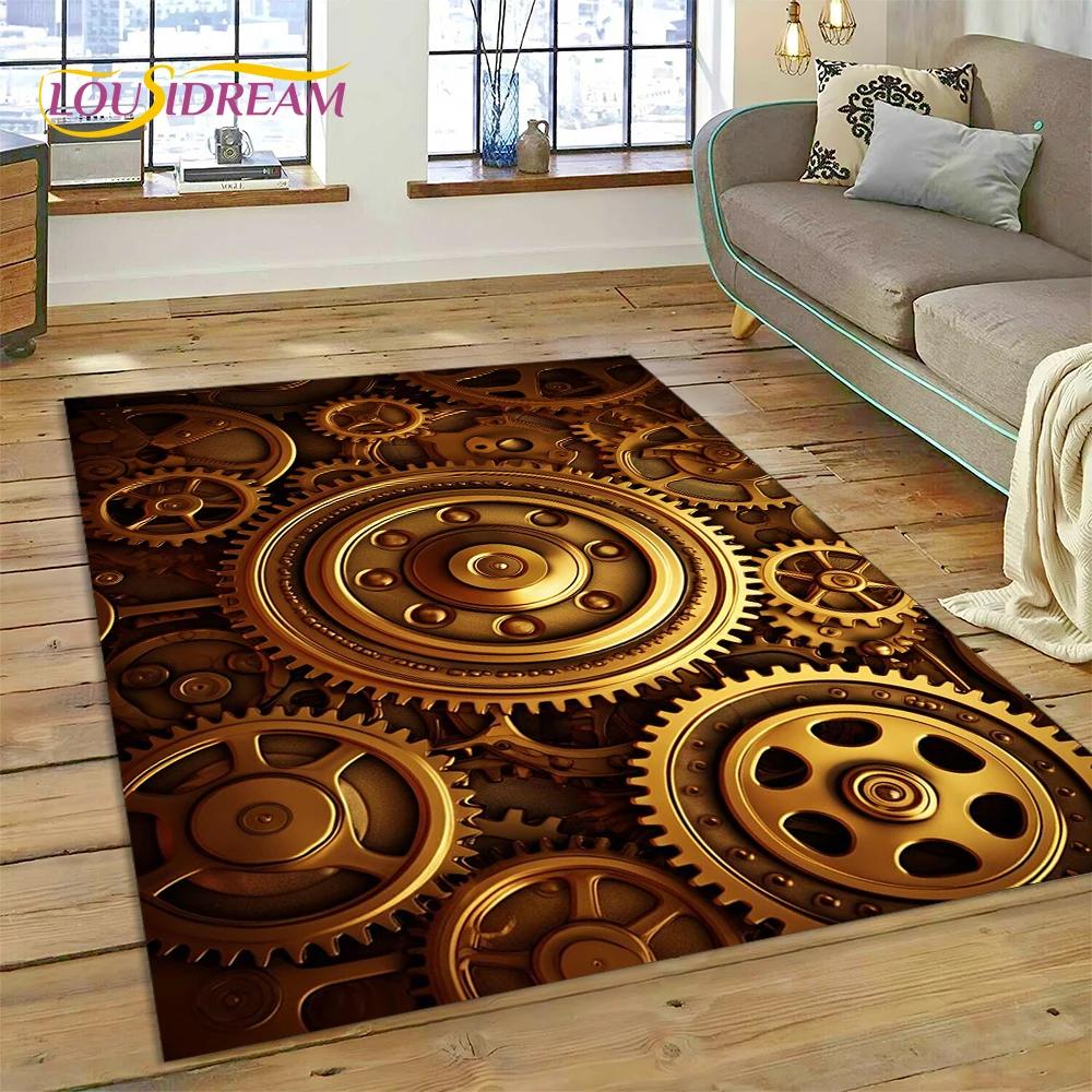 3D Mechanical Cogs Gears Steampunk Rug Carpet for Living Room Bedroom Decor,floor Mat Non-slip Decoration for Sofa Doormat Gifts