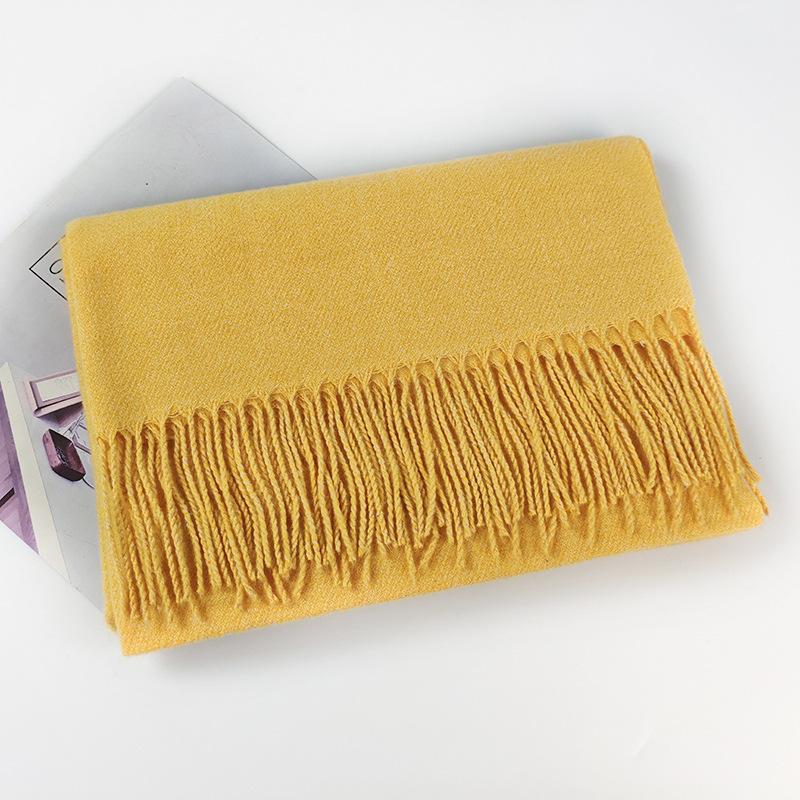 200*70cm Winter Soft Warm Cashmere Scarf Solid Color Shawls Wraps Long Blanket Scarf with Tassels