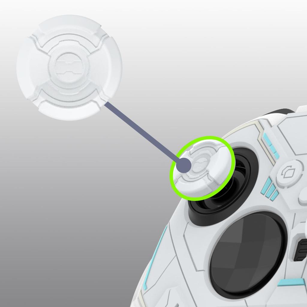 PlayVital Stellar Mecha Silicone Protective Cover for Xbox Elite Series Grip Protector with 2 Thumb Grip Caps and Mechanical White 2, Non-Slip