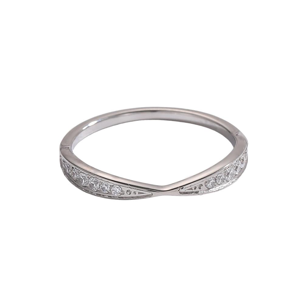 CARLIDANA Unisex High-End Stainless Steel Zircon Ring Crossover Shape Fashionable Light Luxury Exquisite Ins Index Finger Ring