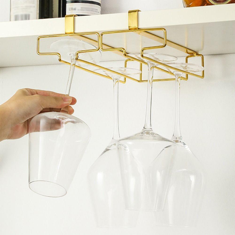 Zwei Reihen Kelchregal Langlebiger Weinglashalter Weinglas Hängeregal Schrankaufbewahrung