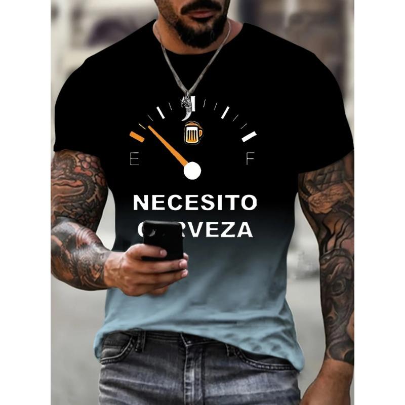 Herren T-Shirts Farbverlauf Bierdruck Herren T-Shirts Luxus T-Shirt Sommer Kurzarm T-Shirt Rundhals Kleidung Mode Herren Kleidung