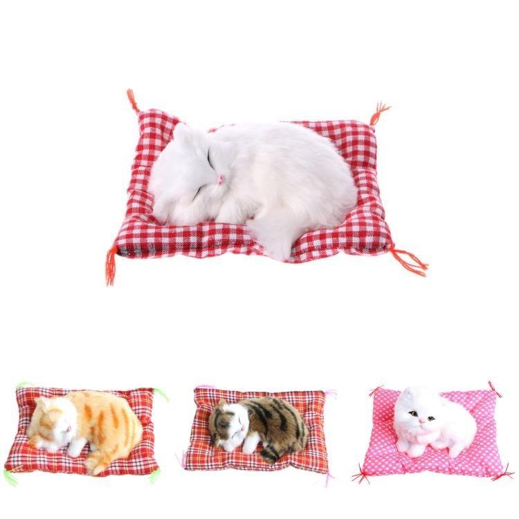 Adorable And Soft Plush Stuffed Toy Cute Sleeping Cat With Realistic Sound For Kids