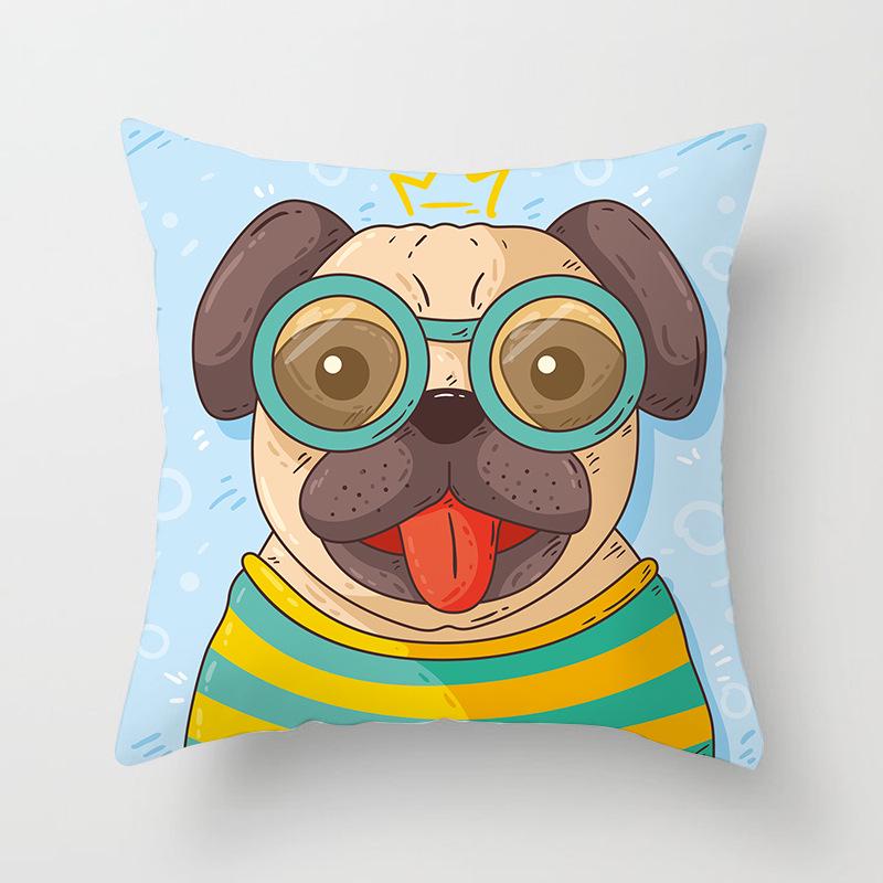 Cartoon Animal Print Car Cushion Cover Dog Head Sofa Pillow Cover Home