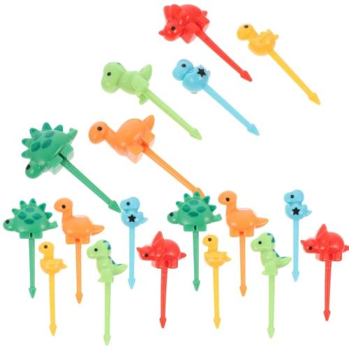 HAKIDZEL 18 Pieces Dinosaur Fruit Picks, Lunch Box Accessories for Kids, Multi-Purpose Food Picks for Cakes, Color