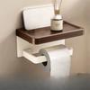 Wood Material Toilet Paper Roll Dispenser with Storage Tray Bathroom Tissue Roll Rack  Home