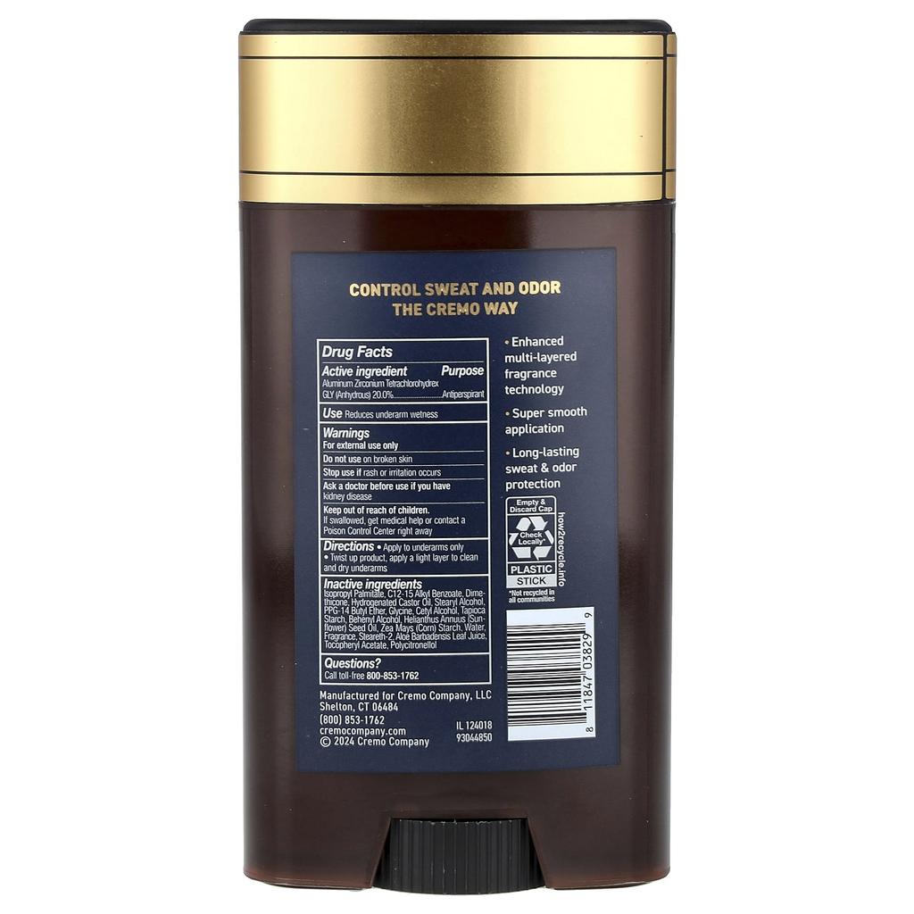 Cremo, Antiperspirant & Deodorant, Palo Santo, 75g (2.65oz)