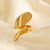 Stainless Steel Gold Color Geometric Open Rings For Women Vintage Metal Irregular Hollow Adjustable Ring Jewelry Gift
