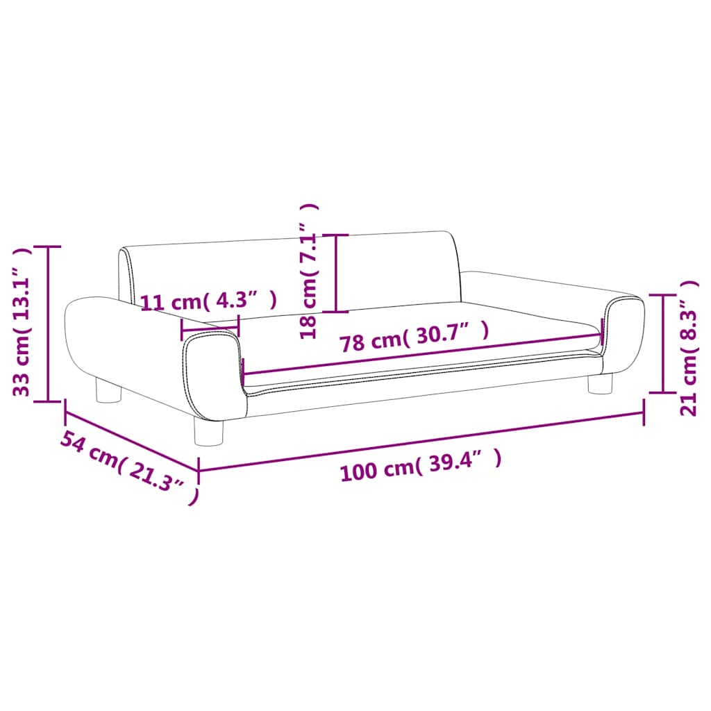 Children s Sofa Cream 100 x 54 x 33 cm Velvet