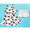 NICEYY School Set with Lace and Sizes Kids' Swimsuit, Girls' Two-Piece Set, High-Neck One-Piece Shorts, Ruffles, 120-160cm (JP, Height, 150cm, White)