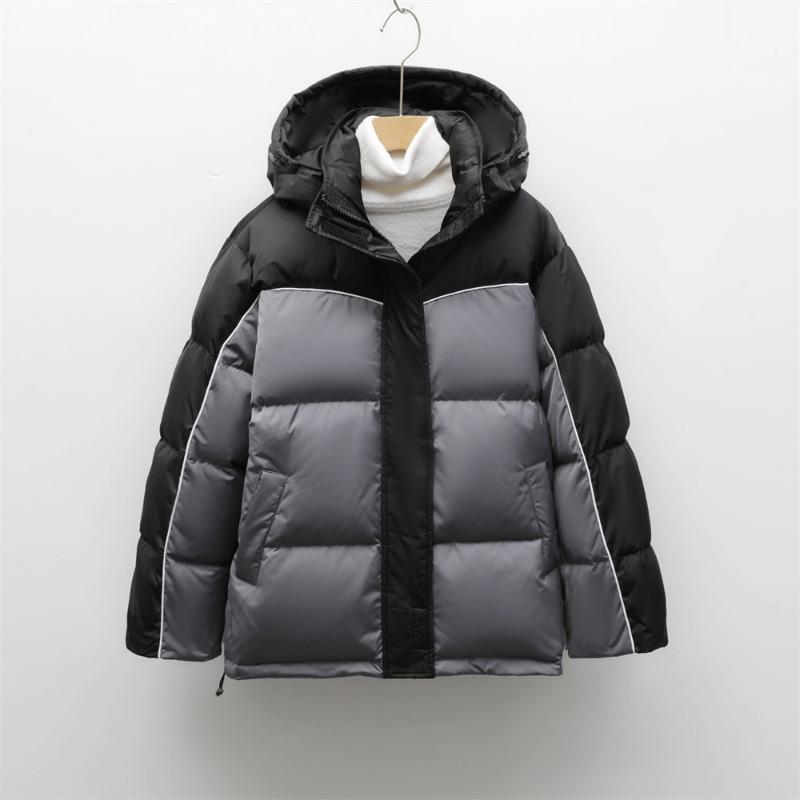 Feather New White Duck Down Hooded Thickened Winter New Splicing Design Jacket Down Jacket Women