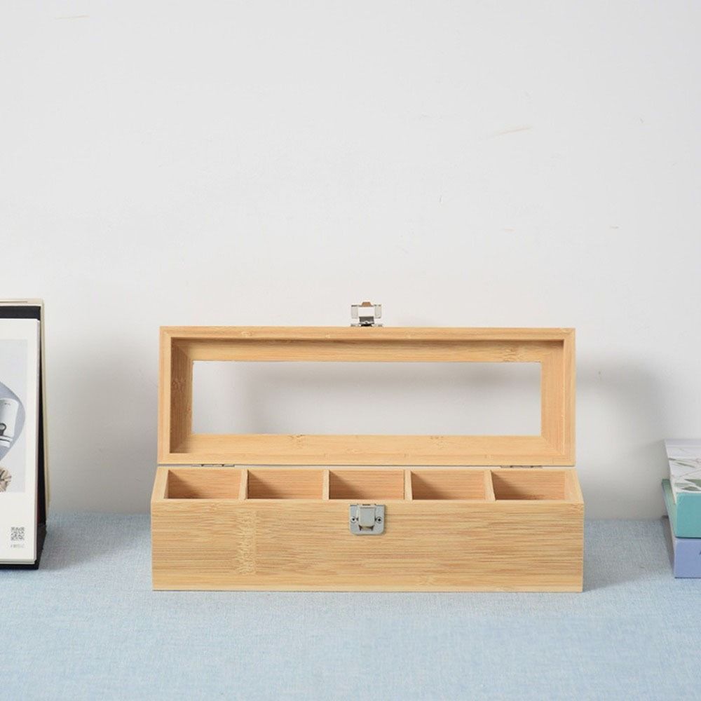 

5/9 Grids Jewelry Organizer Wooden Tea Box Holder Tea Bag Storage Boxes for Coffee Packet 5 grids