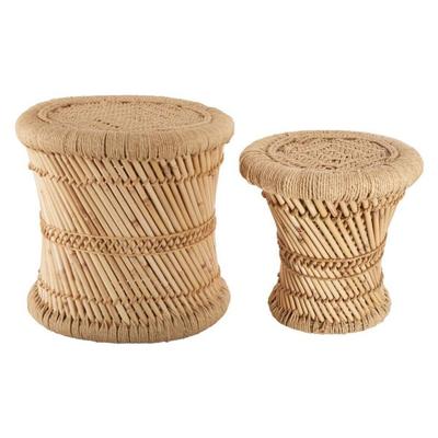 Set of 2 Natural Rope Side Tables Atmosphera